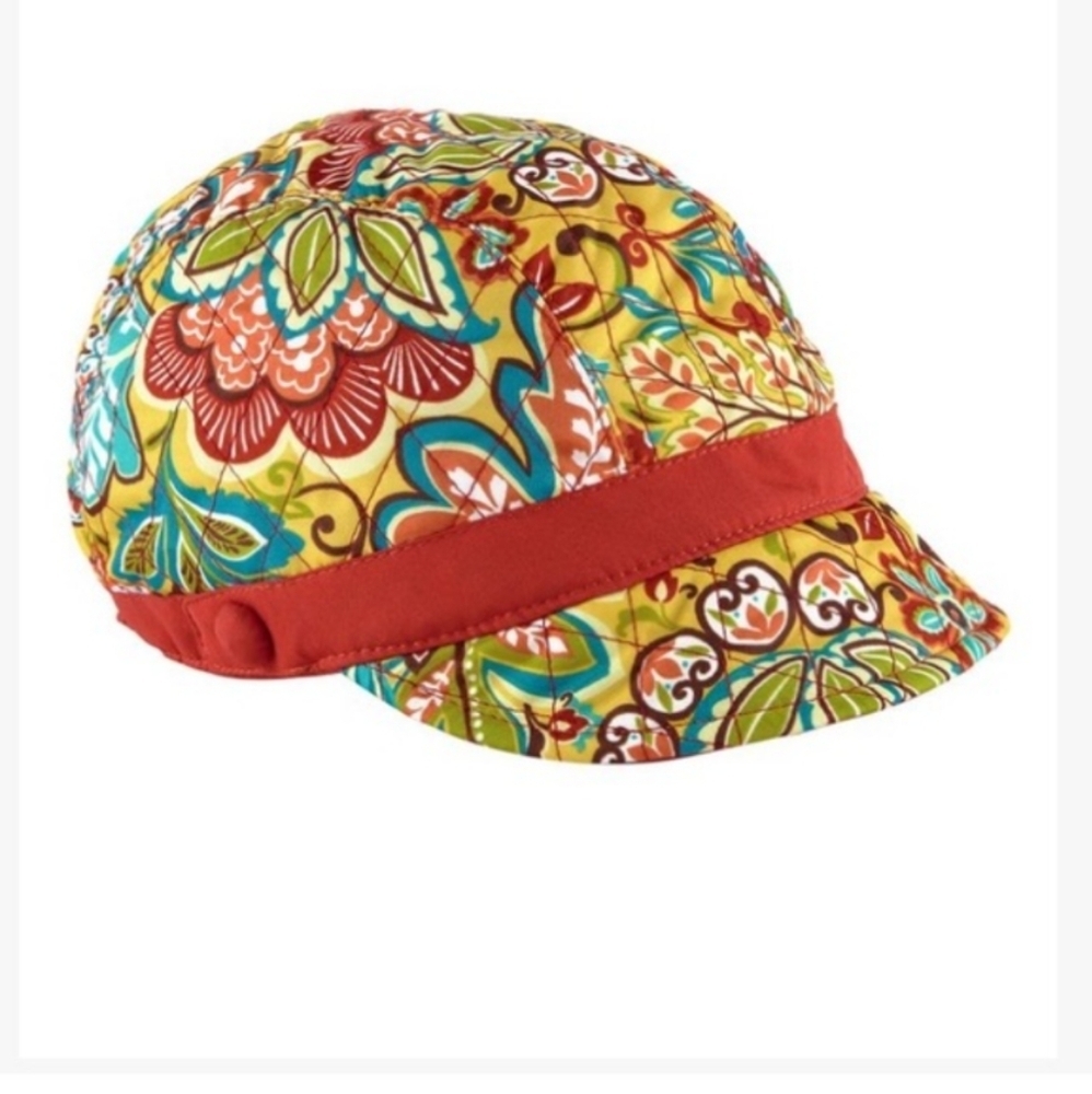 Vera Bradley Woman Provencal Newsgirl Hat Yellow Red Floral Quilt Lightweight OS